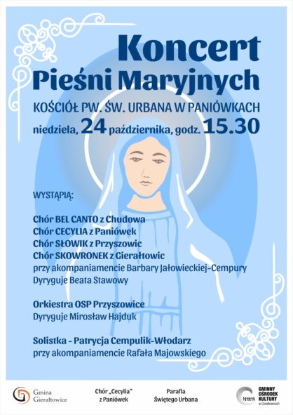 Koncert Pieni Maryjnycj 24 padziernika godz1530 w Kociele pw w Urbana w Paniwkach