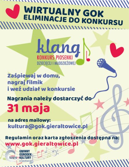 Plakat ogaszajcy konkurs piosenki dziecicej i modzieowej Klang