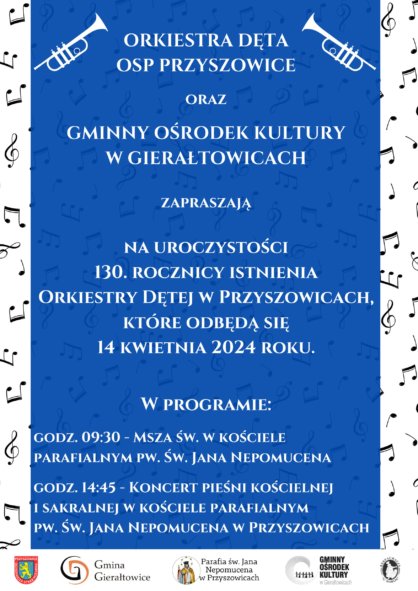 14 kwietnia odbdzie si 130rocznica istnienia Orkiestry OSP Przyszowice