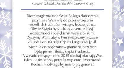 Jest taki dzie bardzo ciepy cho grudniowy Najlepsze yczenia witeczne od Dyrektora oraz pracownikw GOK w Gieratowicach