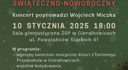 Koncert witecznonoworoczny Orkiestry Dtej OSP Przyszowice 10 stycznia o godzinie 1800 w Zespole SzkolnoPrzedszkolnym w Gieratowicach Wstp wolny