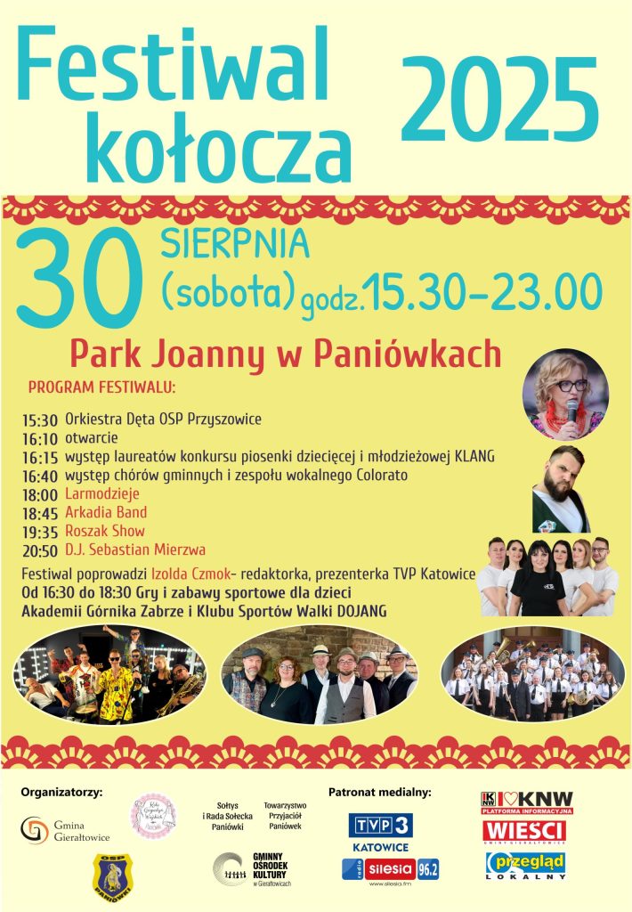 Plakat Wydarzenia - Festiwal kołocza w Parku Joanny w Paniówkach!