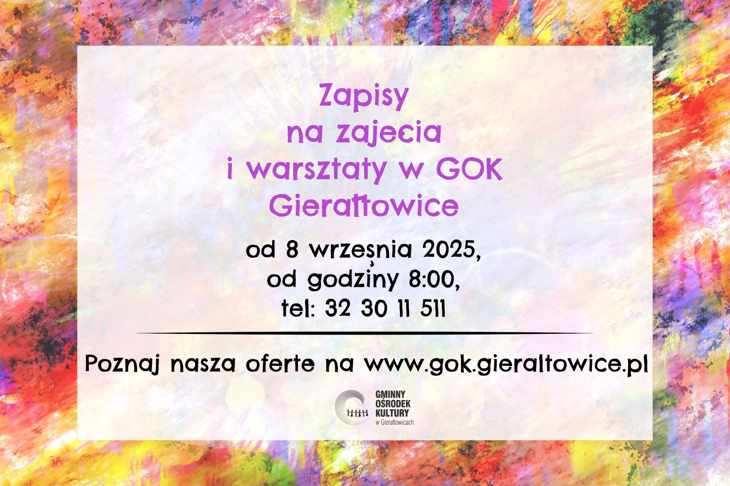 Plakat Informacyjny - Nowy sezon 2025/2026 w GOK Gierałtowice!