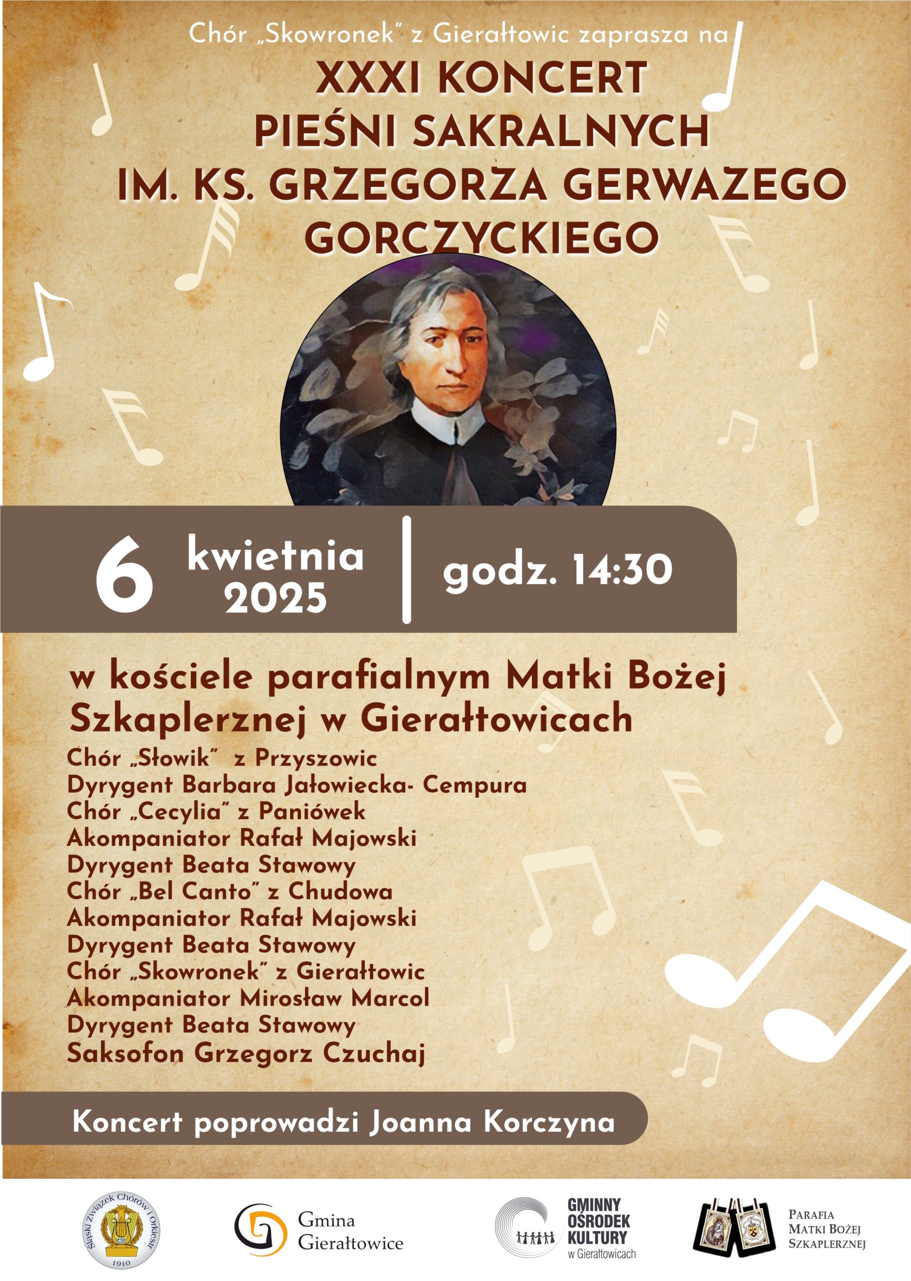plakat wydarzenia- KONCERT im. G.G.Gerwazego w Gierałtowicach