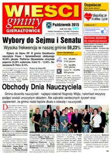 Pierwsza strona gazety Wieści Gminy Gierałtowice