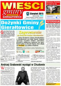 Pierwsza strona gazety Wieści Gminy Gierałtowice
